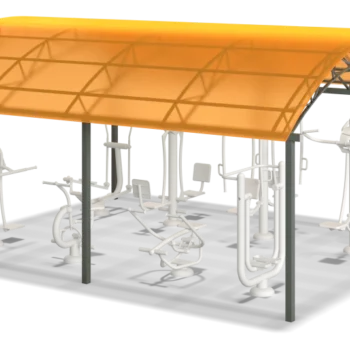 Canopy 5.5x6 over the fitness equipment