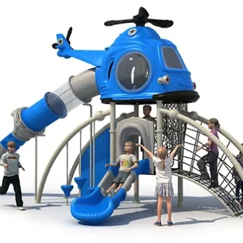 New Design Outdoor Amusement Equipment Park Kids Play helicopter Shape Plastic Slide Playground